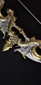 PRE-ORDER KOMSCO South Korea 2025 DIVINE WEAPONS Crescent Bow 2 oz .999 Gilded Antiqued Silver Stacker
