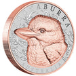 Silver and rose gold Kookaburra coin with detailed design