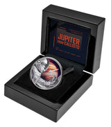Silver coin with 'Jupiter from Callisto' design in a black box