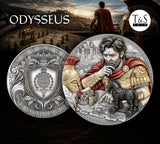 Promotional image: Both sides of the Odysseus silver coin beneath the Odysseus title and T&S Coin logo.
