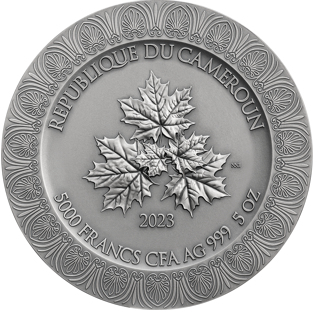 Cameroon 2023 5000 Francs NYMPHS AND SATYR Celestial Beauty 5 Oz  Antique Silver Coin