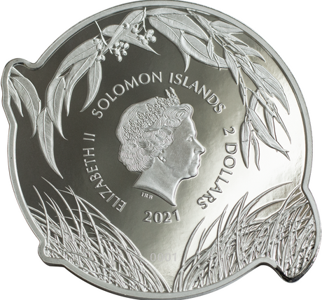 Solomon Islands 2021 $2 Tasmanian Tiger 1 oz .999 Colourised Silver Proof Coin