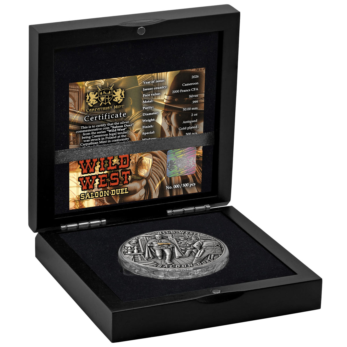 Wild West Saloon Duel Coin in Dsplay Case with Certificate