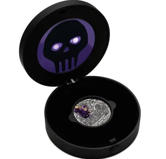 Tuvalu 2023 $2 The Phantom - The Ghost Who Walks 2oz .9999 Silver Antiqued Coin Case with Light