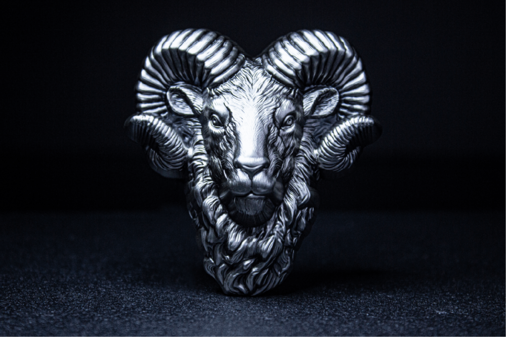 KOMSCO South Korea 2024 Big Horn Ram 2 oz .999 Silver Antiqued UHR Stacker