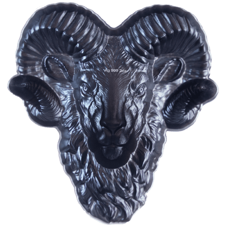 KOMSCO South Korea 2024 Big Horn Ram 2 oz .999 Silver Antiqued UHR Stacker Reverse