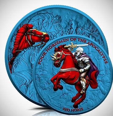 2024 Four Horsemen of the Apocalypse Red Horse – Space Blue 1 oz .999 Silver Coin