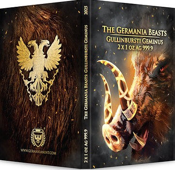 Germania Mint 2025 Germania Beasts: Gullinbursti Geminus 2 X 1oz .9999 Silver Gold and Black Edition