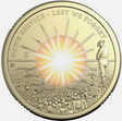 Al-Br coin with a sun design and text 'Dawn Service - Lest We Forget' on a white background
