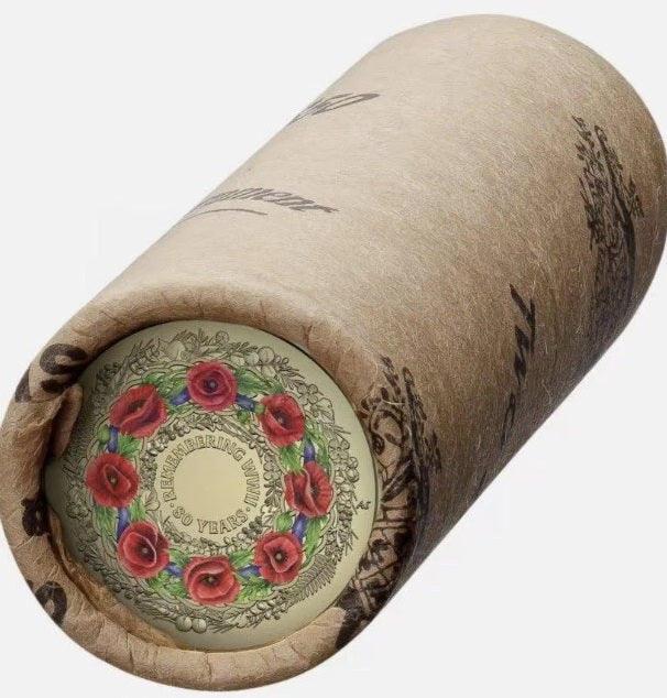 Australia 2025 $2 Remembrance WWII 80th Anniversary Red Poppy Wreath Roll Al Br Coloured Uncirculated Hologram Seal