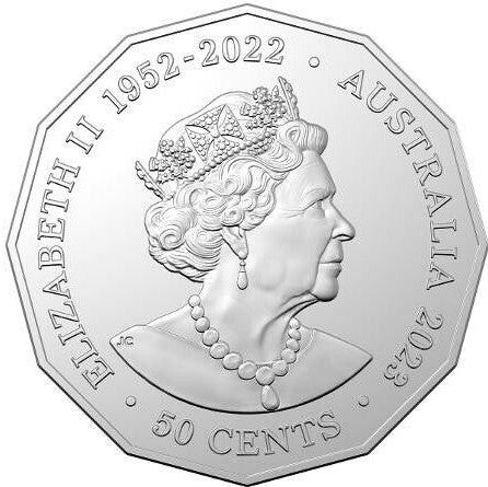 Australia 2023 50 Cents Elizabeth Regina – HM Queen Elizabeth II Commemoration CuNi Uncirculated Coin Obverse