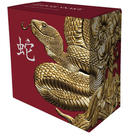 #838 CERTIFICATE Niue 2025 $1 Lunar Year of the Snake Gold-plated 1oz Silver Black Proof Coin