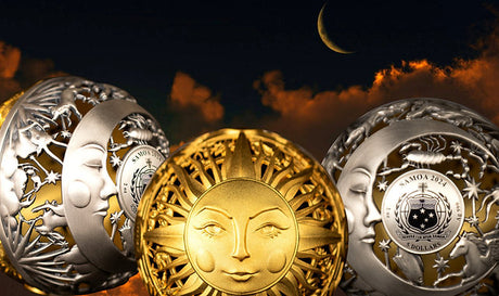 Samoa 2024 SUN AND MOON Filigree Spherical  .999 2 Oz Silver Coin