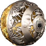 Samoa 2024 SUN AND MOON Filigree Spherical  .999 2 Oz Silver Coin