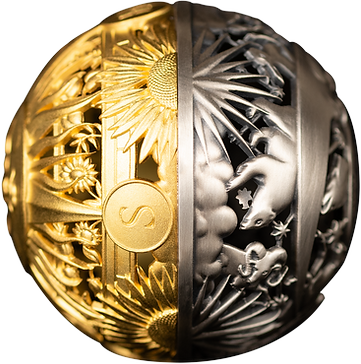 Samoa 2024 SUN AND MOON Filigree Spherical  .999 2 Oz Silver Coin