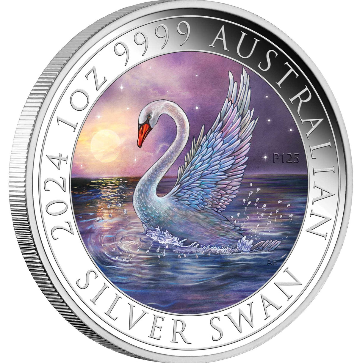 Australia 2024 $1 Swan 1oz .9999 Silver Coloured Coin Perth Mint