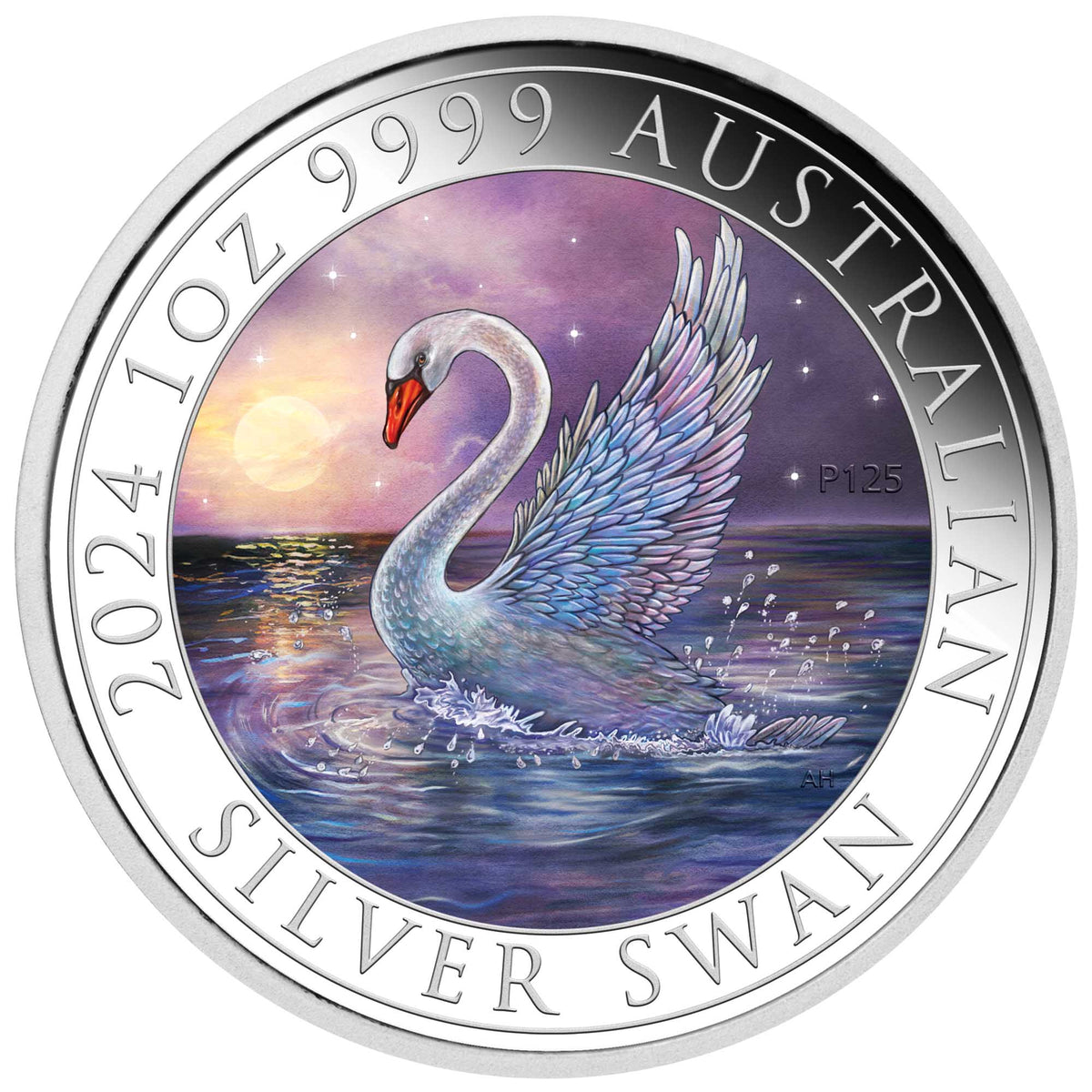 Australia 2024 $1 Swan 1oz .9999 Silver Coloured Coin Perth Mint