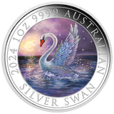 Australia 2024 $1 Swan 1oz .9999 Silver Coloured Coin Perth Mint