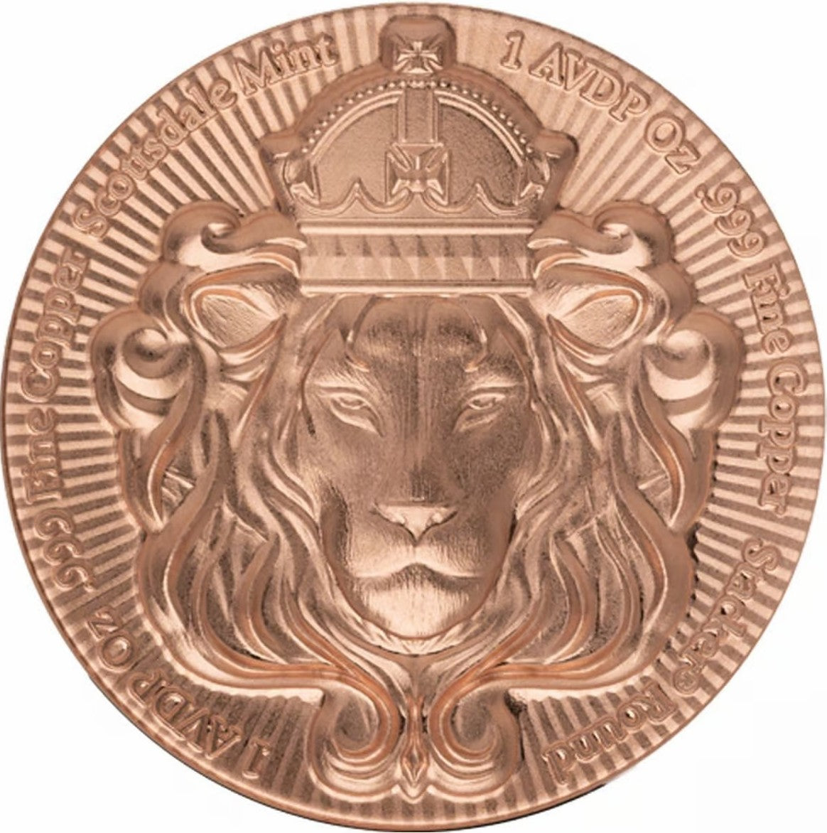 United States of America 2026 TUBE of 20 x 1 AVDP oz Copper LION STACKER Scottsdale Mint Concave
