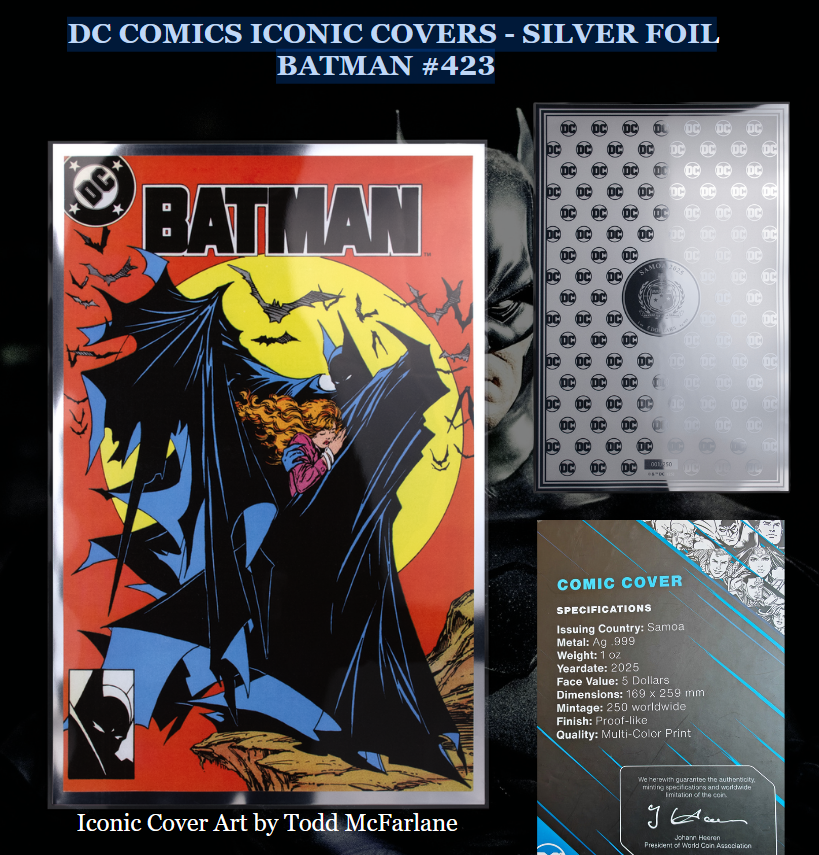 Samoa 2025 $5 BATMAN #423 - DC COMICS ICONIC COVERS - 1oz .999 Silver Foil 250 Made