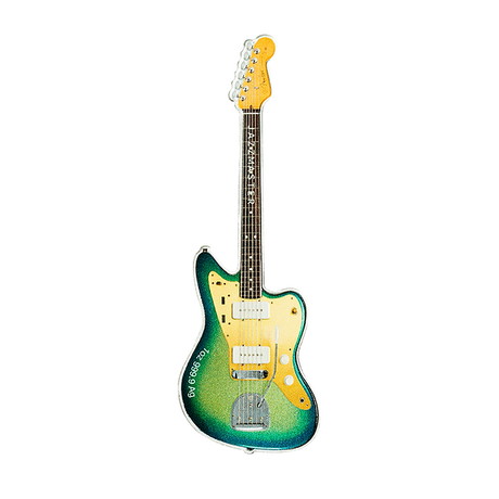 Electric guitar with a green and yellow gradient on a white background