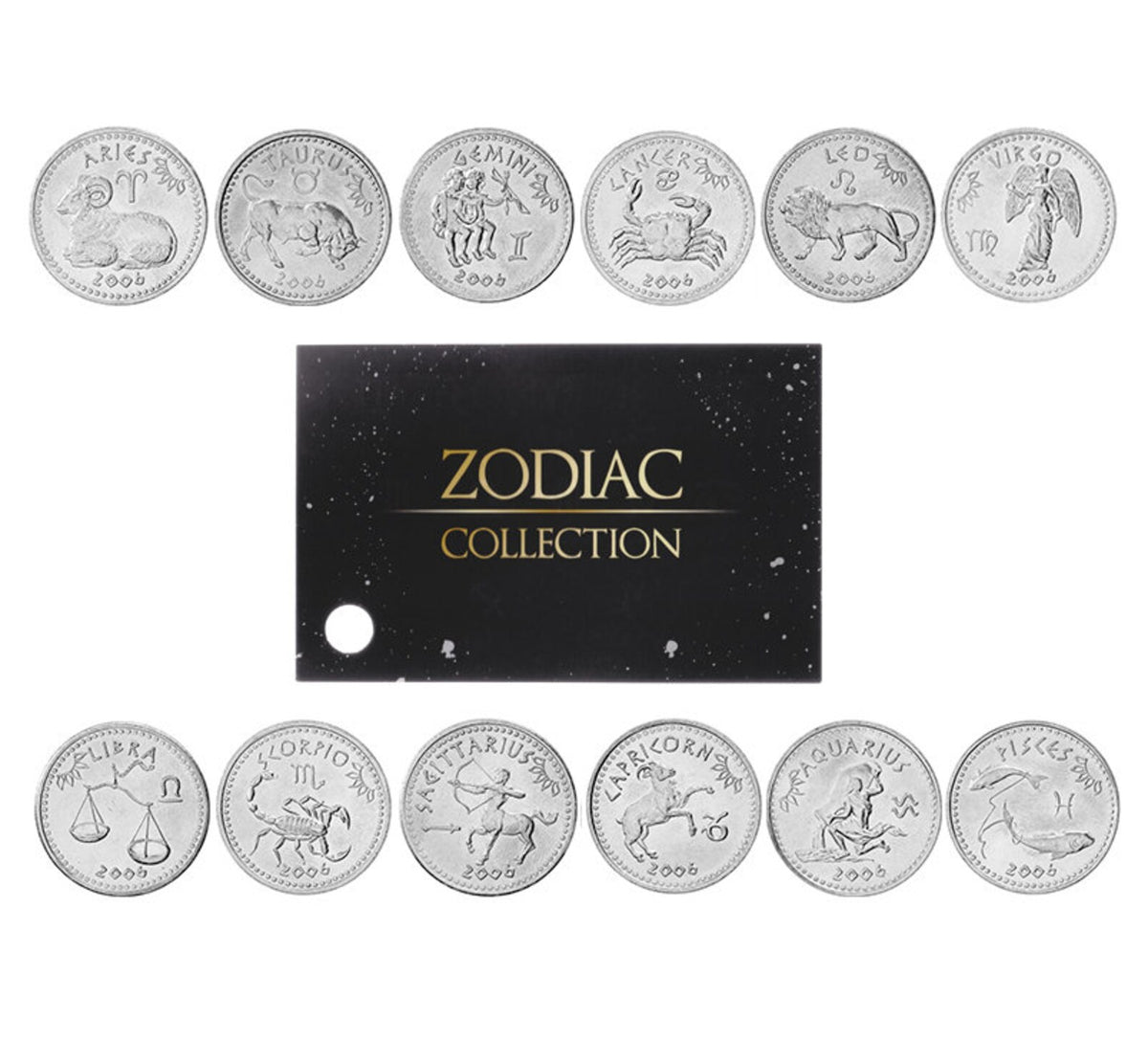 Somaliland 2006 10 Shillings x 12 Zodiac Journey to the Stars Coin Collection 12 Coins with Astrology Illustrations depicting each of the 12 star signs on each