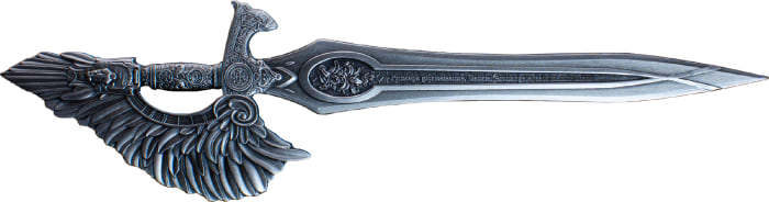 KOMSCO South Korea 2024 SWORD OF SAINT GABRIEL (Single handed Sword) - Angel Sword 2.5 oz .999 Antique Silver Stacker