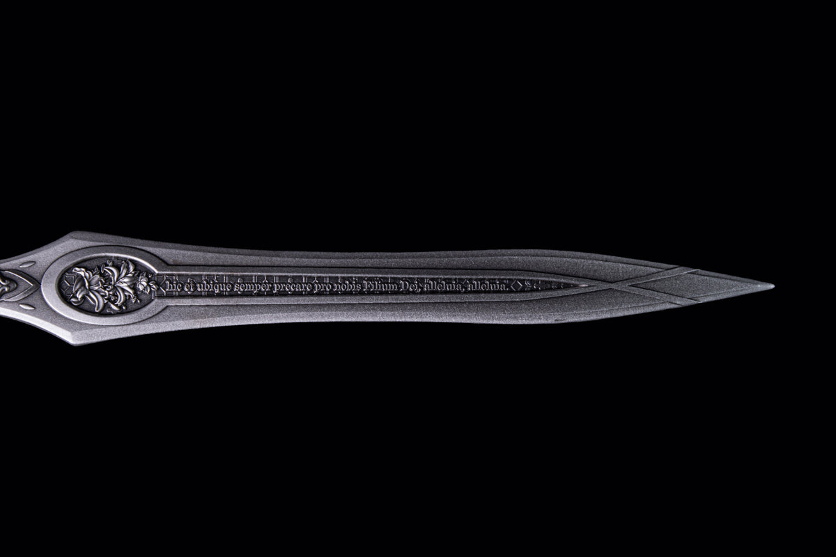 KOMSCO South Korea 2024 SWORD OF SAINT GABRIEL (Single handed Sword) - Angel Sword 2.5 oz .999 Antique Silver Stacker Detail