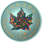 Canada 2023 $5 3D Opal Canada Maple Leaf 1oz .9999 Silver Space Teal Green with Radiant Opal Stone  MYSTERY GOLD COIN in ONE PACK