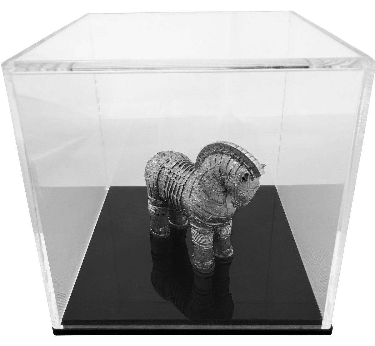 Cameroon 2026 2000 CFA Trojan Horse Shadows of Myths 2oz Antique Silver Acrylic transparent Case with Black Base.