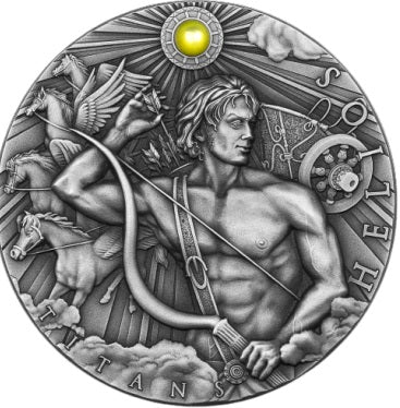 Niue 2023 $2 HELIOS Greek Titans 2oz Antique Silver Coin Reverse