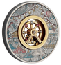 Decorative coin with gold center and colorful边缘