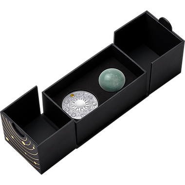 Ghana 2025 10 Cedis URANUS Solar System 2 oz Antique Silver Coin Stand & Removable Green Quartz Planet Uranus