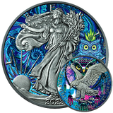 Decorative coin with intricate designs and vibrant colors.