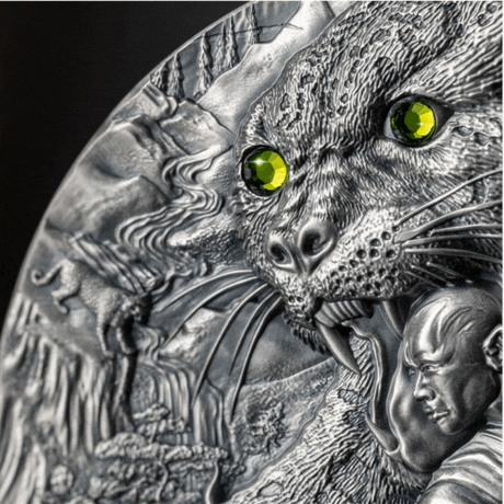 Niue 2023 $5 Shaolin Leopard Kung Fu Martial Art Styles Swarovski Crystal 2 Oz Antique Silver Coin