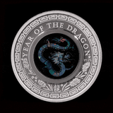 Australia 2024 $1 Lunar Year of the Dragonr Opal 1oz 99.99% Silver Proof Coin Perth Mint