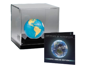 Barbados 2024 $5 BLUE MARBLE Planet Earth HUGE 5 Oz .999 Coloured Antique Silver Coin Glow in the Dark