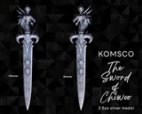 KOMSCO South Korea 2024 The Sword of Chiwoo 2.5 oz .999 Silver Antiqued Shaped Coin