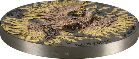 Decorative plate with a sunflower design on a metallic base