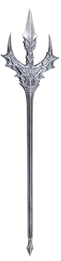 Decorative trident with intricate designs on a white background