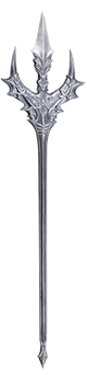 Decorative trident with intricate designs on a white background