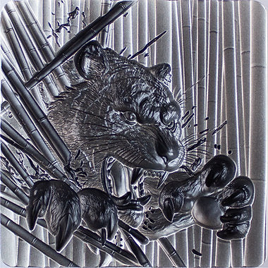 KOMSCO South Korea 2024 Furious Beasts Tiger 2 oz .999 Silver Antique UHR Stacker Concave