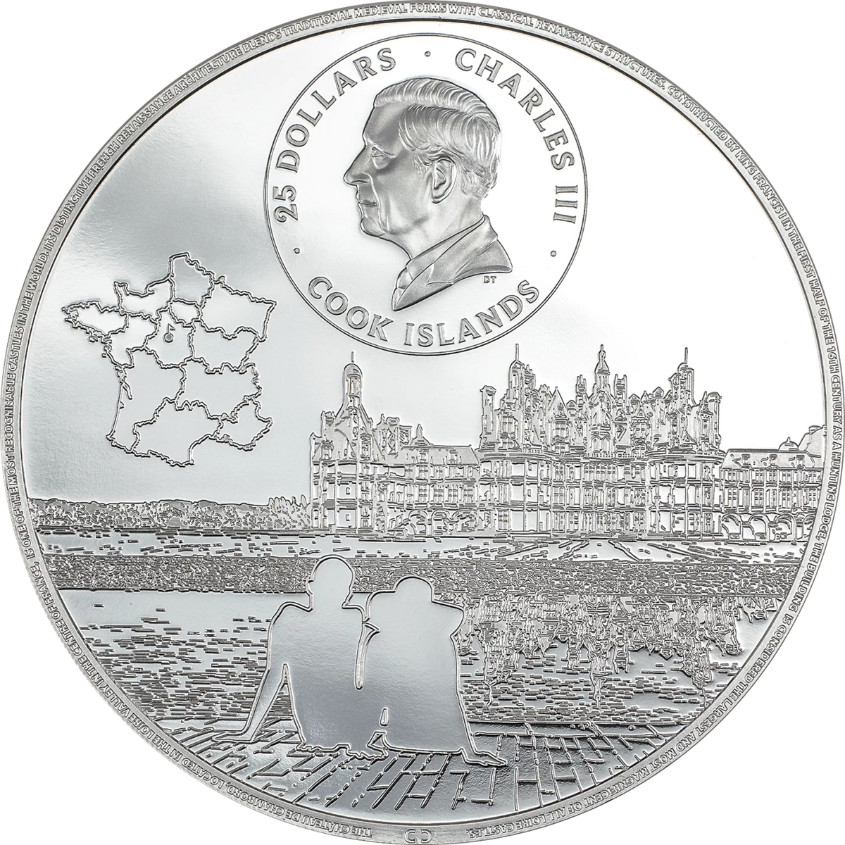 Cook Islands 2024 $25 CHATEAU DE CHAMBORD 5oz .999 Silver Coin CIT Smartminting®