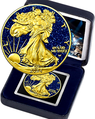 United States of America USA 2024 $1 SAPPHIRE EAGLE Precious Gemstones 1 Oz Silver Coin