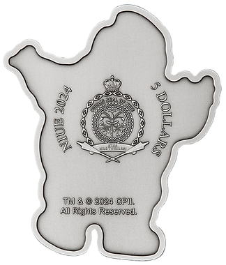Niue 2024 $5 Ghostbusters™ Stay Puft Marshmallow Man Shaped 2oz .999 Silver Antiqued Coloured Coin