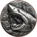 Vanuatu  2024 10 Vatu MEGALODON Double Silver Giant Dinosaurs Coin Copper Core