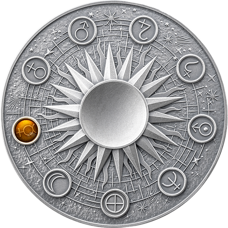 Ghana 2024 10 Cedis MERCURY Solar System 2 oz Antique Silver Coin Stand  & Removable Lepidolite Planet Mercury