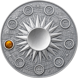Ghana 2024 10 Cedis MERCURY Solar System 2 oz Antique Silver Coin Stand  & Removable Lepidolite Planet Mercury