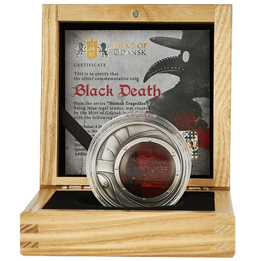Niue 2024 $5 (Bubonic Plague) BLACK DEATH - HUMAN TRAGEDIES 2 oz .999 Silver
