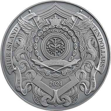 Niue Island 2024 $10 St Michael Patron Saint of Kyiv 5oz Antique Silver Coloured